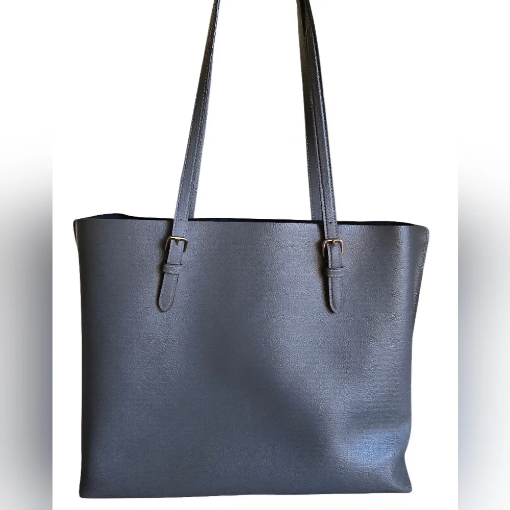 Coach Mollie Leather Tote Gray With Red Interior - Picture 4 of 16